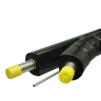 AEROLINE® INOX SPLIT 100 - DN 16 longueur 50 m, bi-tube inox solaire flexible pré-isolé pour liaison panneau solaire, avec câble de sonde, séparable, protection avec film plastique contre les endommagements 