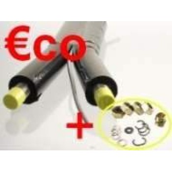 Flexible inox double économique, DN 25 longueur 10 mètres, isolé, avec câble de sonde séparable + lot de 4 raccords filetés standards pour collé battu (ne convient pas pour les raccords Isiclick)