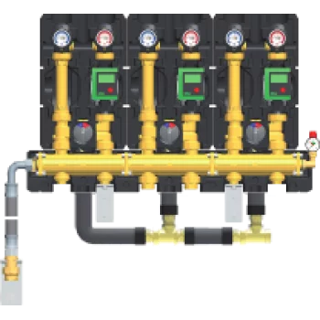 Groupe de 3 HeatBloC K35 avec collecteur modulaire - DN 25, avec servomoteurs (pilotage automatique de chaque circuit) Groupe de 3 HeatBloC K35 avec collecteur modulaire - DN 25, avec servomoteurs (pilotage automatique de chaque circuit)