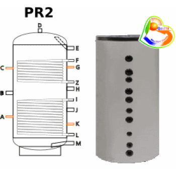 Ballon tampon TWL PR2-800, double échangeur( registres tubulaires), 800 Litres