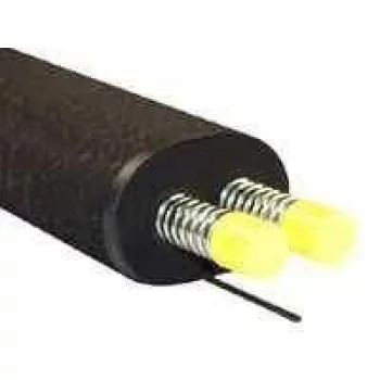 AEROLINE® INOX PRO 100 - DN 16 longueur 50 m, bi-tube inox solaire flexible pré-isolé pour liaison panneau solaire, avec câble de sonde, forte protection avec maillage polyester et acier contre rongeurs et oiseaux 