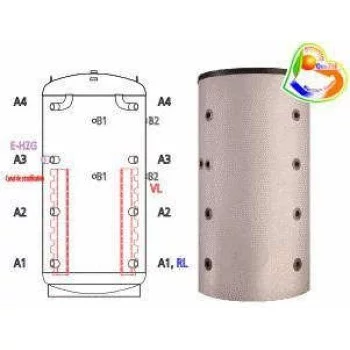 Ballon tampon à stratification SPSX 800, 800 litres avec 8 piquages hydrauliques (utilisation multiple) et emplacement résistance filetée Ballon tampon à stratification SPSX 800, 800 litres avec 8 piquages hydrauliques (utilisation multiple) et emplacement résistance filetée