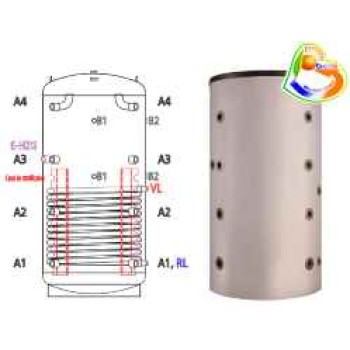 Ballon tampon à stratification SPSX-G 500 avec 1 serpentin, 500 litres Ballon tampon à stratification SPSX-G 500 avec 1 serpentin, 500 litres