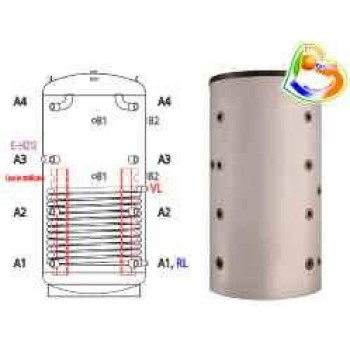 Ballon tampon à stratification SPSX-G 800 avec 1 serpentin, 800 litres
