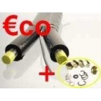 Flexible inox double économique, DN 16 longueur 10 mètres, isolé, avec câble de sonde séparable + lot de 4 raccords filetés standards pour collé battu (ne convient pas pour les raccords Isiclick)