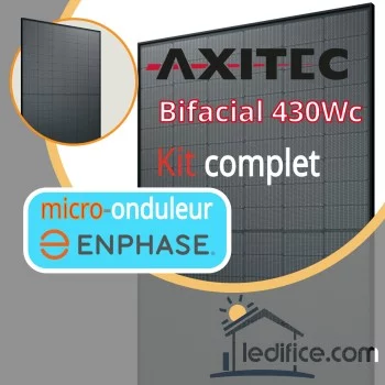 Kit photovoltaïque 2.15 kW Axitec TOPCon N-TYPE 430Wc Biverre Fond Noir avec 5 panneaux Axitec TOPCon N-TYPE 430Wc Biverre bifacial - Cadre noir Fond Noir, TRIPHASE Kit photovoltaïque 2.15 kW Axitec TOPCon N-TYPE 430Wc Biverre Fond Noir avec 5 panneaux Axitec TOPCon N-TYPE 430Wc Biverre bifacial - Cadre noir Fond Noir, TRIPHASE