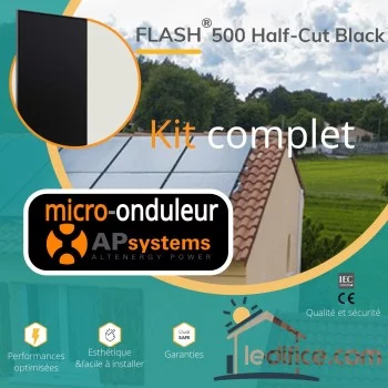 Kit photovoltaïque 7.5 kW Dualsun Half-Cut avec 15 panneaux Dualsun FLASH 500 Half-Cut Full Black  avec micro-onduleur APSystems