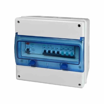 Coffret de protection AC 4,5 à 6 kW monophasé avec 2 Entrées (disjoncteurs différentiels 30 mA, disjoncteur général et parafoudre 2 x 20A / 230V) 1 Sortie Mono Coffret de protection AC 4,5 à 6 kW monophasé avec 2 Entrées (disjoncteurs différentiels 30 mA, disjoncteur général et parafoudre 2 x 20A / 230V) 1 Sortie Mono