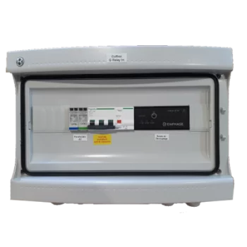 Coffret de protection AC de 4 à 6 kW monophasé avec 2 disjoncteurs différentiels 30 mA, disjoncteur général et parafoudre 2 x 20A / 230V avec 2 Q Relay intégrés