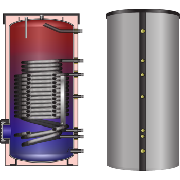Ballon préparateur ECS spécial PAC, solaire ou pompe à chaleur, haute performance, HLS-Plus 150, avec simple registre de chauffe surdimensionné pour Pompe à Chaleur