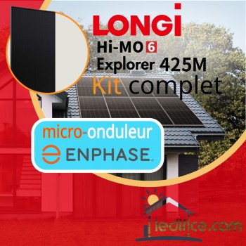 Kit photovoltaïque 2.975 kW LONGI Explorer 425 avec 7 panneaux LONGI Hi-Mo 6 Explorer Full Black 425Wc, TRIPHASE onduleur Enphase