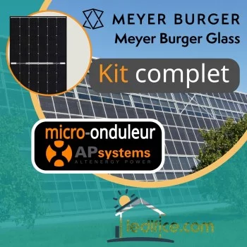 Kit photovoltaïque 6.375 kW Meyer Burger HJT 375Wc Bi Verre Bifacial avec 17 panneaux Meyer Burger Module mono n-Si, 375Wc hétérojonction HJT avec SWCT™ bifacial - Cadre noir  avec micro-onduleur APSystems Kit photovoltaïque 6.375 kW Meyer Burger HJT 375Wc Bi Verre Bifacial avec 17 panneaux Meyer Burger Module mono n-Si, 375Wc hétérojonction HJT avec SWCT™ bifacial - Cadre noir  avec micro-onduleur APSystems