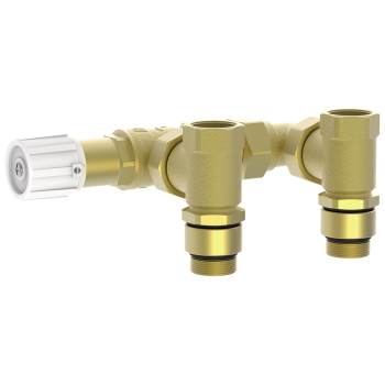 Set soupape diférentielle DN 20 avec contre-pièces en T auto-étanches et coude fletée, réglable de 1 à 6 m CE, pour les HeatBloCs Set soupape diférentielle DN 20 avec contre-pièces en T auto-étanches et coude fletée, réglable de 1 à 6 m CE, pour les HeatBloCs