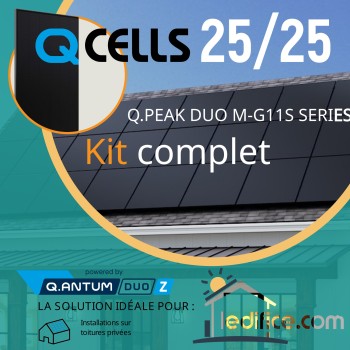 Kit photovoltaïque - 1,58 kW avec 4 panneaux QCells 395Wc G11 Plus Mono 108c Full Black - TRIPHASE, Garantie 25/25 ans
