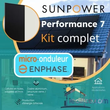 Kit photovoltaïque 6.3 kW SUNPOWER Performance 7 Bifacial avec 14 panneaux Sunpower Performance 7 450Wc , cadre noir, Biverre  Bifacial  onduleur Enphase Kit photovoltaïque 6.3 kW SUNPOWER Performance 7 Bifacial avec 14 panneaux Sunpower Performance 7 450Wc , cadre noir, Biverre  Bifacial  onduleur Enphase