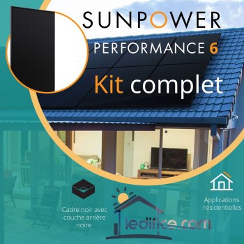 Kit photovoltaïque - 1,215 kW SUNPOWER Performance 6 avec 3 panneaux P6 405Wc Kit photovoltaïque - 1,215 kW SUNPOWER Performance 6 avec 3 panneaux P6 405Wc