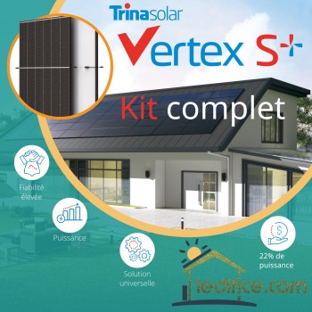Kit photovoltaïque 1.305 kW TRINA SOLAR Vertex S  avec 3 panneaux Trina Solar Vertex S  435 Wc, Bi-Verre Fond Blanc   Kit photovoltaïque 1.305 kW TRINA SOLAR Vertex S  avec 3 panneaux Trina Solar Vertex S  435 Wc, Bi-Verre Fond Blanc