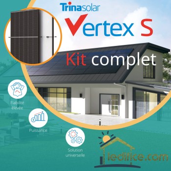 Kit photovoltaïque 1.275 kW TRINA SOLAR Vertex S avec 3 panneaux Trina Solar 425 Wc Mono Vertex-S  Kit photovoltaïque 1.275 kW TRINA SOLAR Vertex S avec 3 panneaux Trina Solar 425 Wc Mono Vertex-S