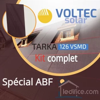 Kit photovoltaïque 6.39 kW Voltec module spécial ABF 355Wc couleur rubis noir RAL3007 avec 18 panneaux Voltec Tarka ABF 355  Kit photovoltaïque 6.39 kW Voltec module spécial ABF 355Wc couleur rubis noir RAL3007 avec 18 panneaux Voltec Tarka ABF 355